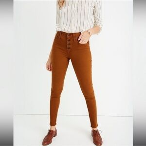 Madewell 9” Mid Rise Skinny Rusty Orange Jeans